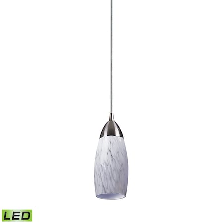Milan 1-Lght Mini Pndnt SatNickel W/Snow Wht Glass - Incl LED Bulb